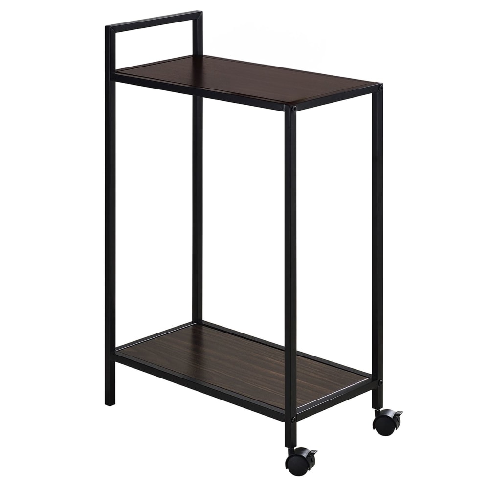 IDIMEX Servierwagen aus Metall mit 2 Ablagen, schwarz/Walnuß style modern Braun Holz