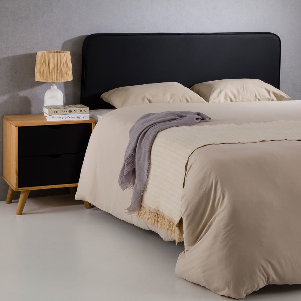 Tête de lit en simili cuir noir 120 cm