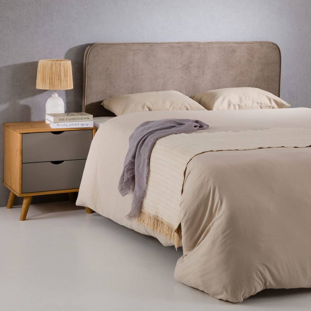 Tête de lit en tissu peau de pêche, greige, 160 cm