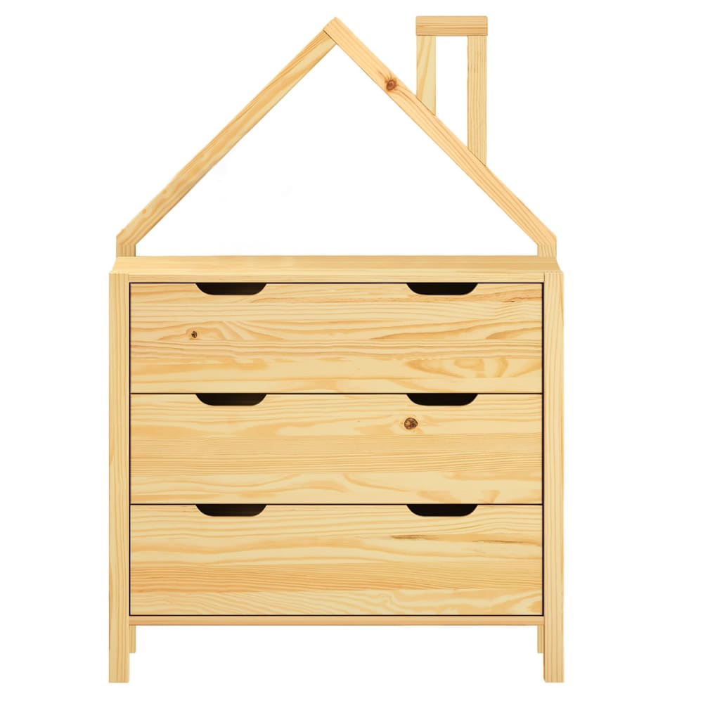 IDIMEX Kommode mit 3 Schubladen in Hausform, natur style modern BRAUN HOLZ Kinder