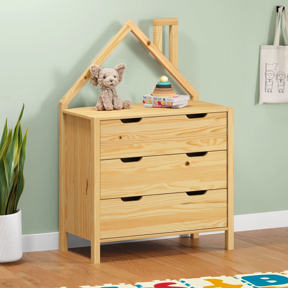 Kommode mit 3 Schubladen in Hausform, natur - Maisons Du Monde