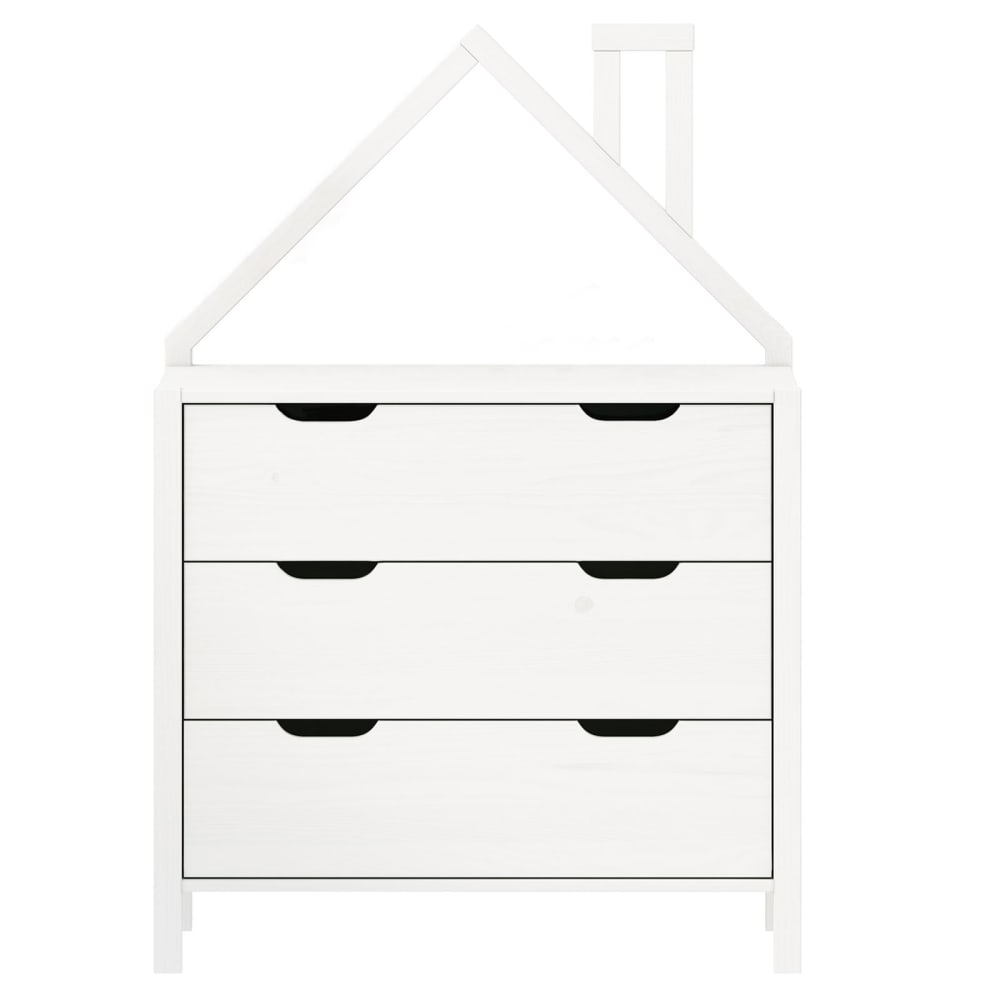 IDIMEX Kommode mit 3 Schubladen in Hausform, weiß style modern Holz Kinder
