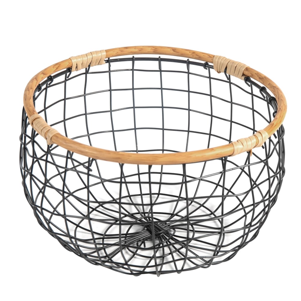 Metallkörbe aus Rattan, schwarz - Maisons Du Monde