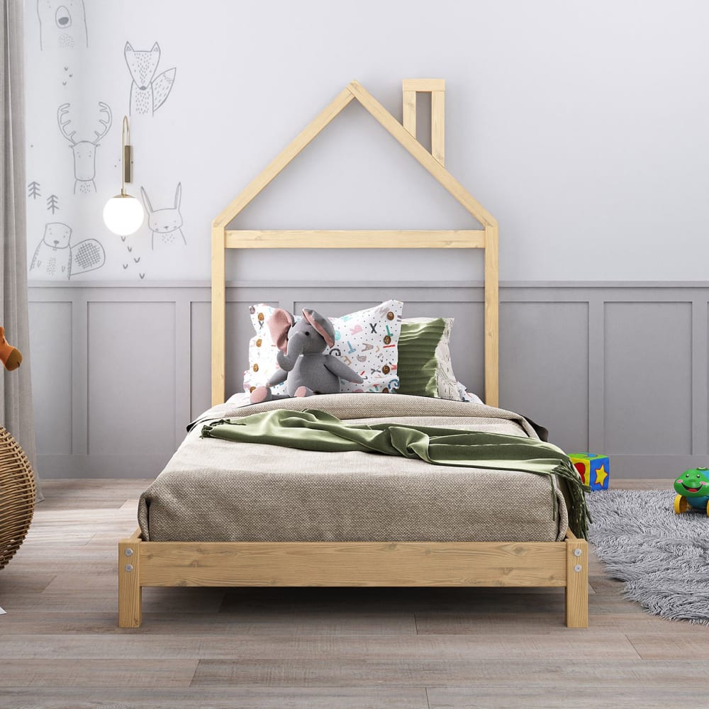 Lit enfant montessori en bois massif, coloris naturel, 90 x 200 cm - Maisons du Monde
