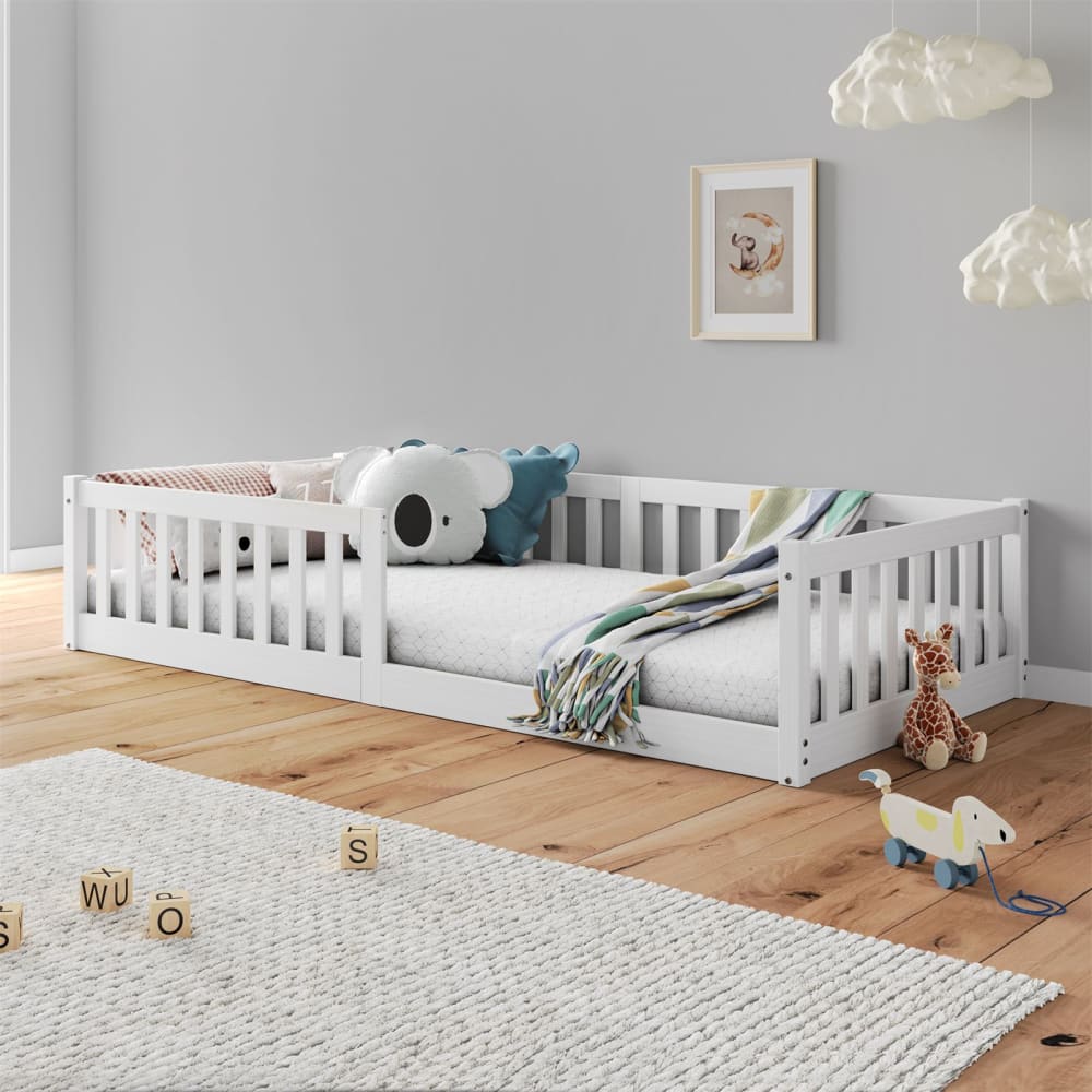 Bodenbett mit Rausfallschutz 90x200 cm, weiß - Maisons Du Monde