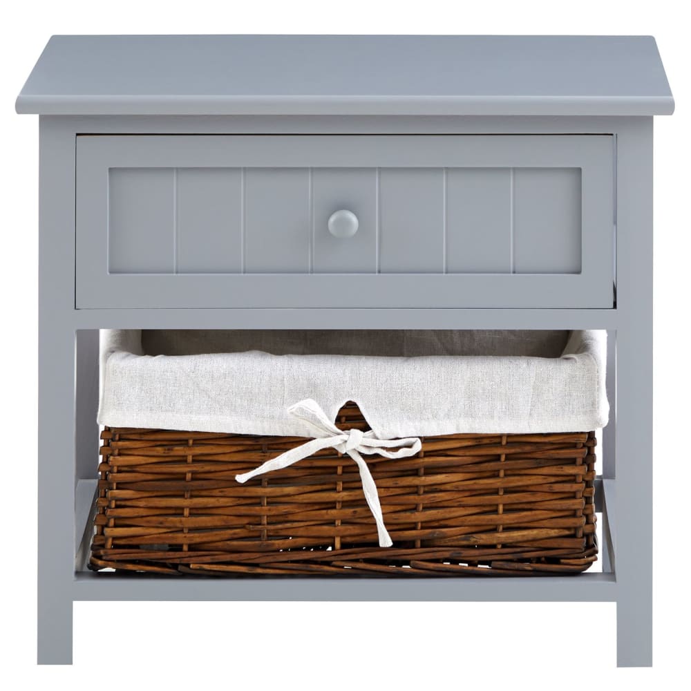 Table de chevet 1 tiroir 1 panier, gris