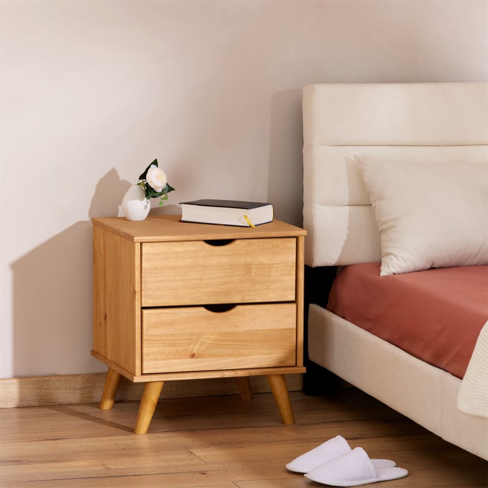 Nachttisch mit 2 Schubladen, gebeizt/gewachst - Maisons Du Monde