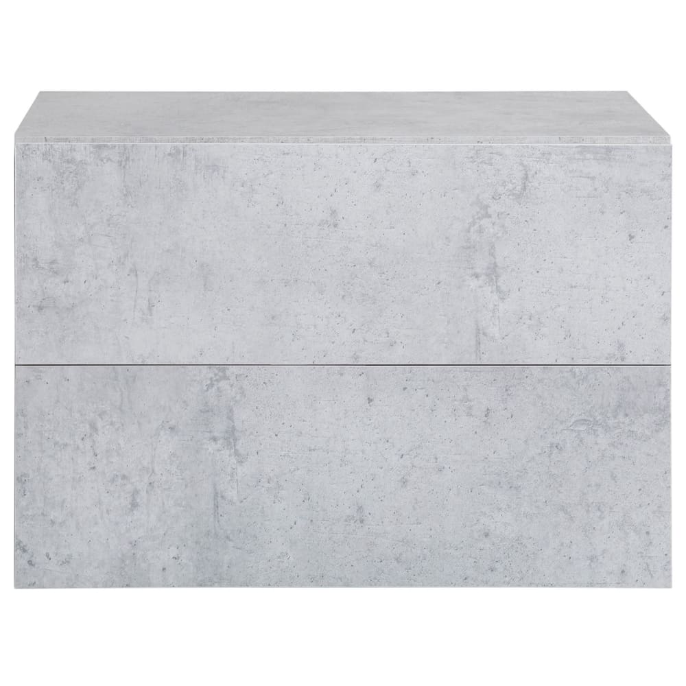 Table de chevet suspendue 2 tiroirs, aspect béton