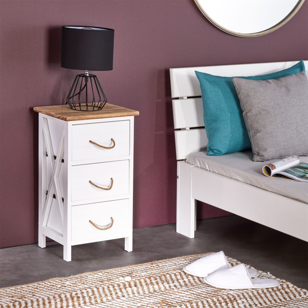 Nachttisch aus Paulownia Holz, weiß - Maisons Du Monde