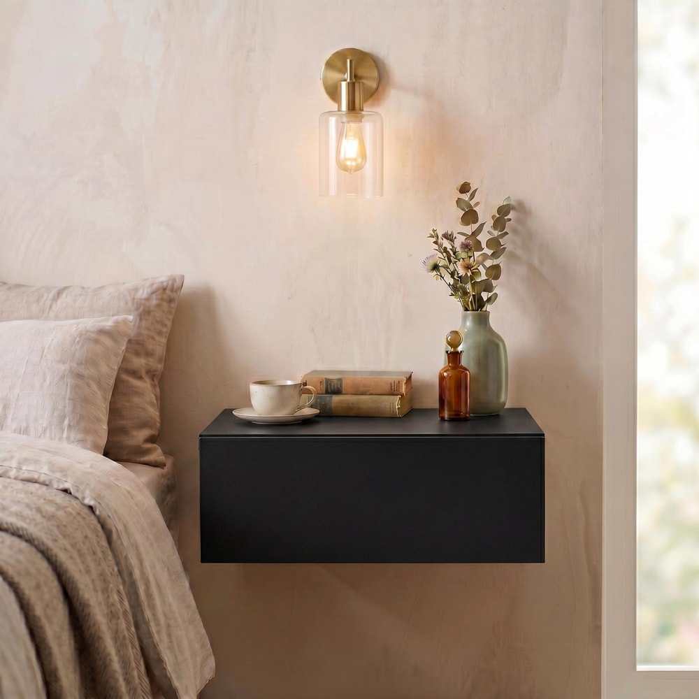 Table de chevet suspendue 1 tiroir, noir - Maisons du Monde