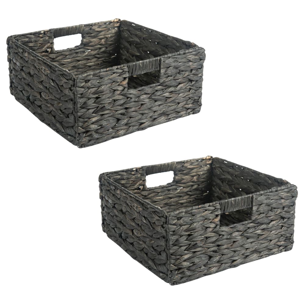 IDIMEX 2er-Set Aufbewahrungskörbe aus Wasserhyazinthe mit Griffen, schwarz style landhaus - Naturfasern