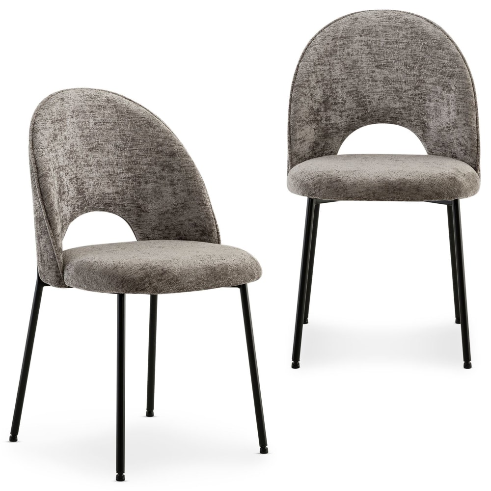 IDIMEX 2er-Set Esszimmerstühle mit Stoffbezug aus Chenille, grau style industrial - Metall