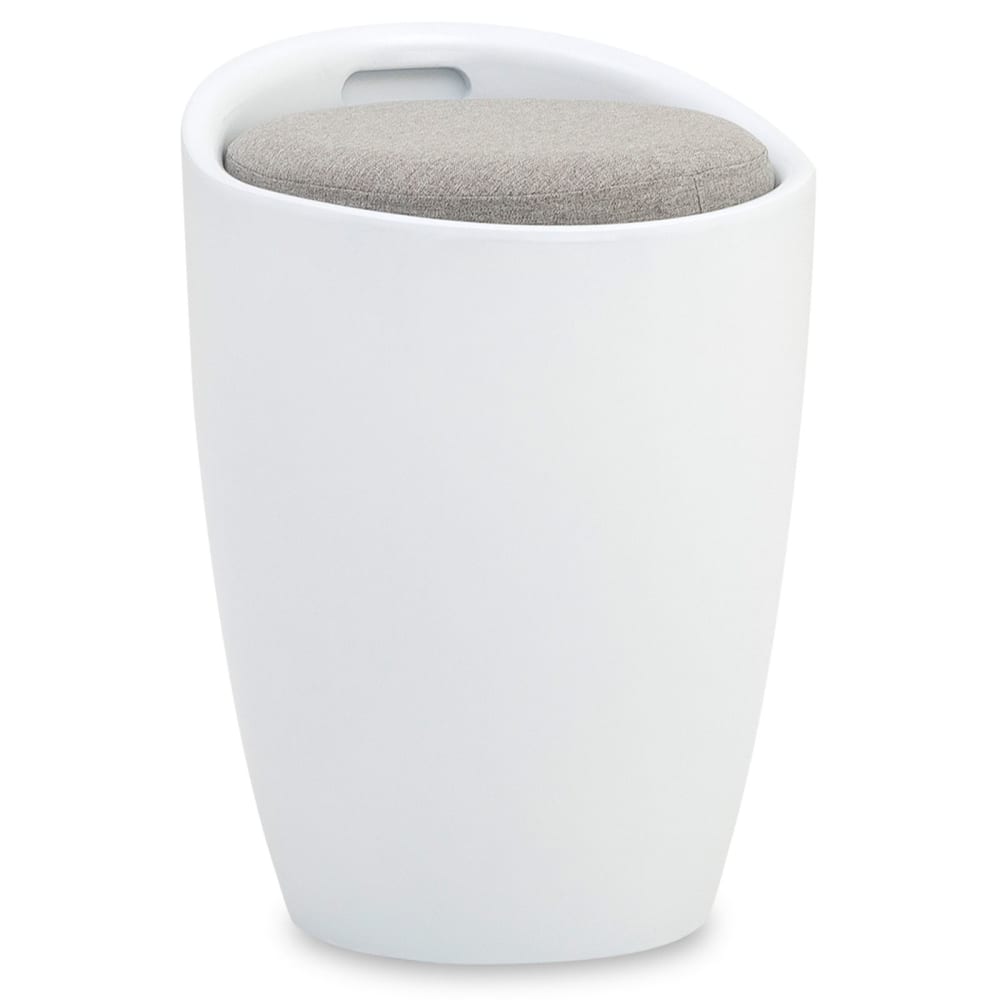 Tabouret coffre de rangement, blanc/gris