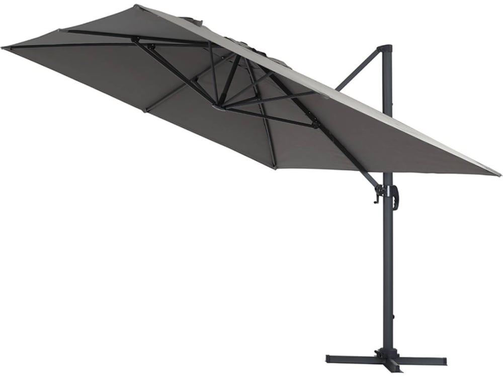 Parasol jardin en aluminium gris 300 x 400 x 300 cm