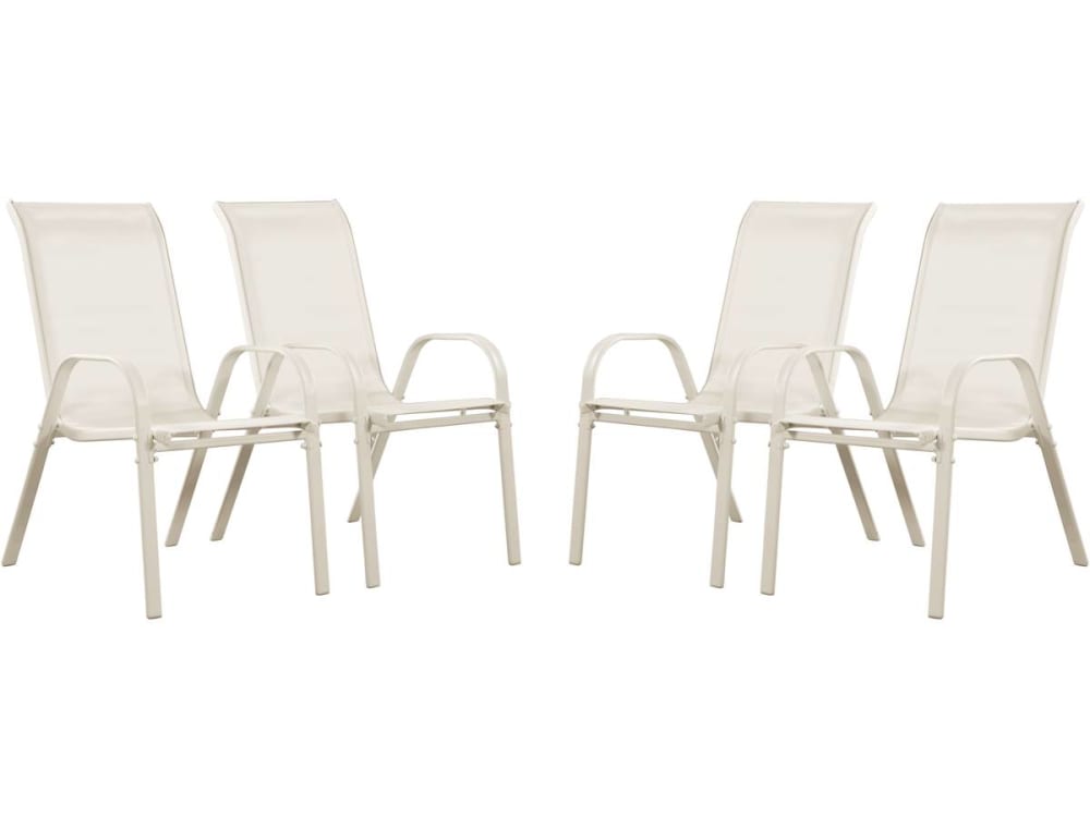 Lot de 4 fauteuils de jardin métal ecru 53 x 75 x 92 cm