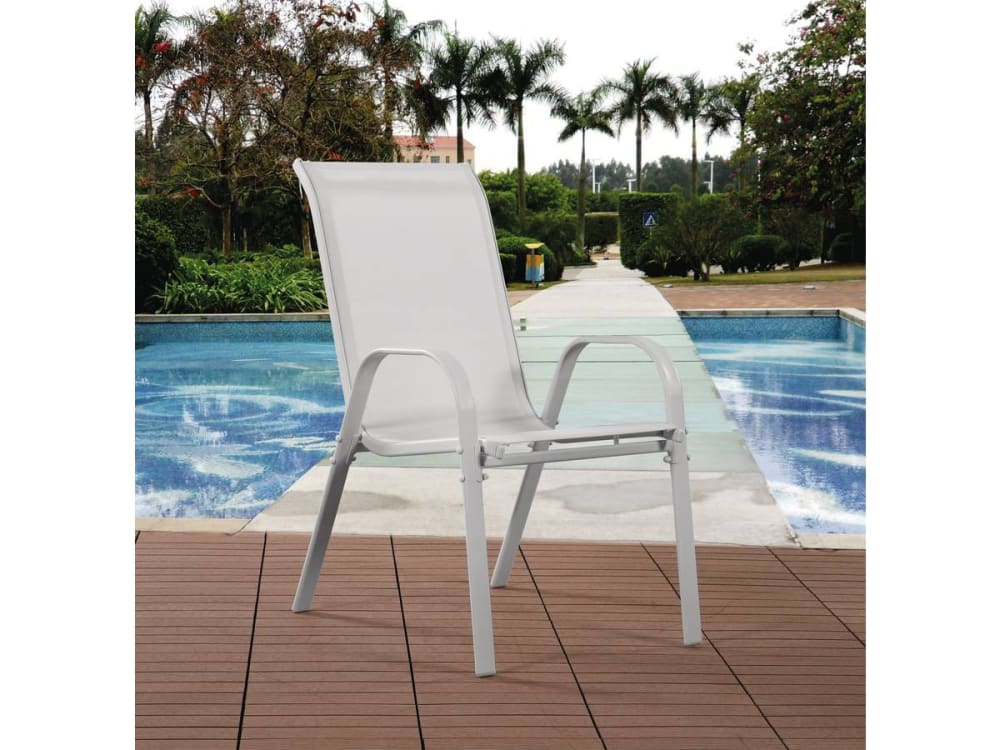 Lot de 4 fauteuils de jardin en acier ecru 53 x 75 x 92 cm - Maisons du Monde