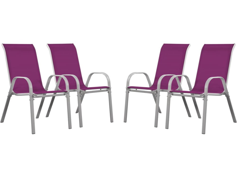 Lot de 4 fauteuils de jardin métal rose 53 x 75 x 92 cm