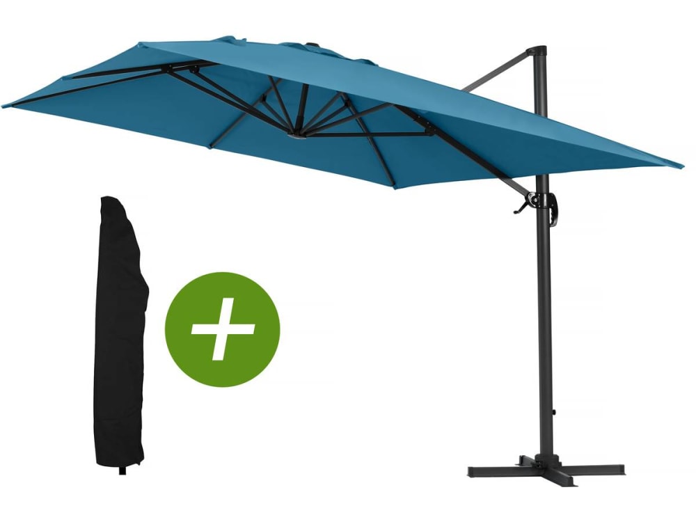 Parasol jardin aluminium bleu 300 x 400 x 300 cm