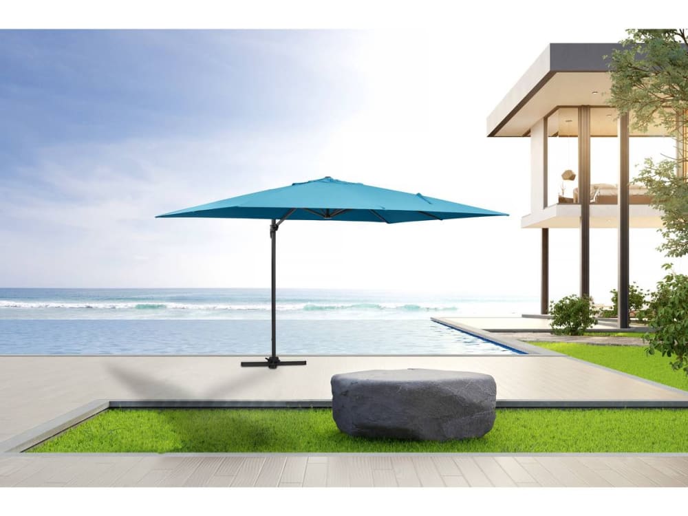 Parasol jardin en aluminium bleu 300 x 400 x 300 cm