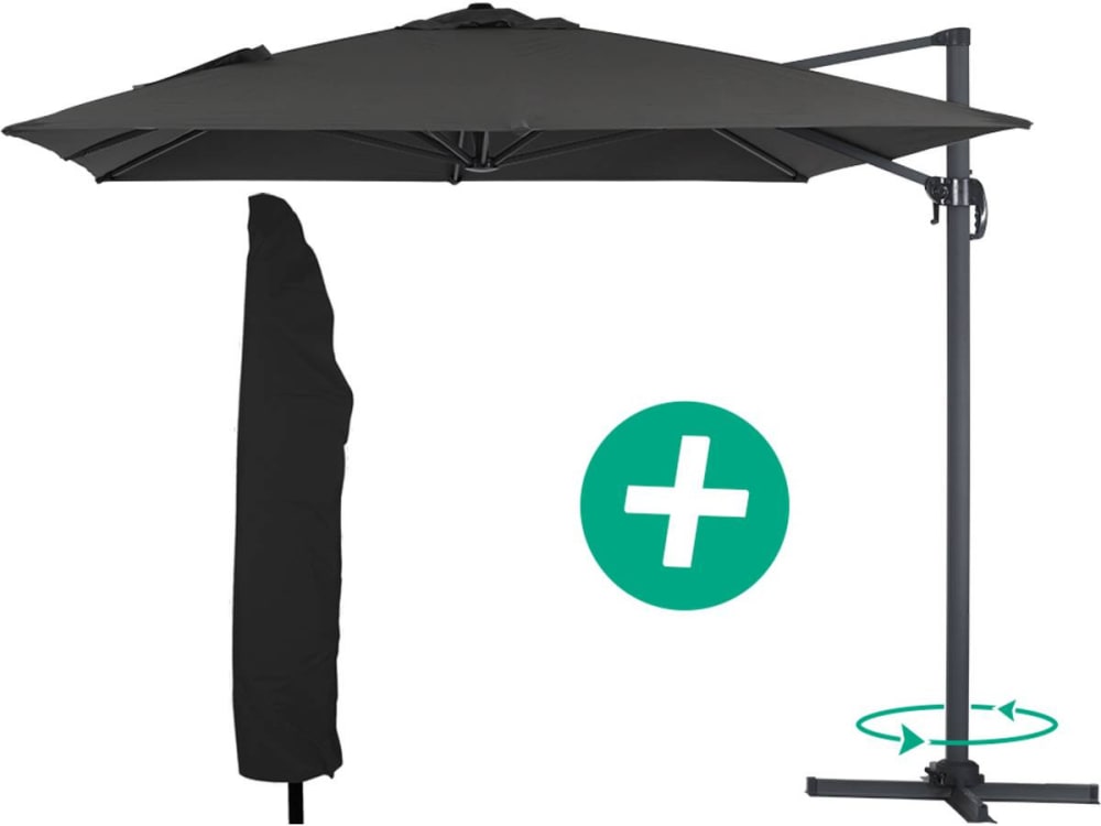 Parasol jardin en aluminium noir 300 x 400 x 300 cm