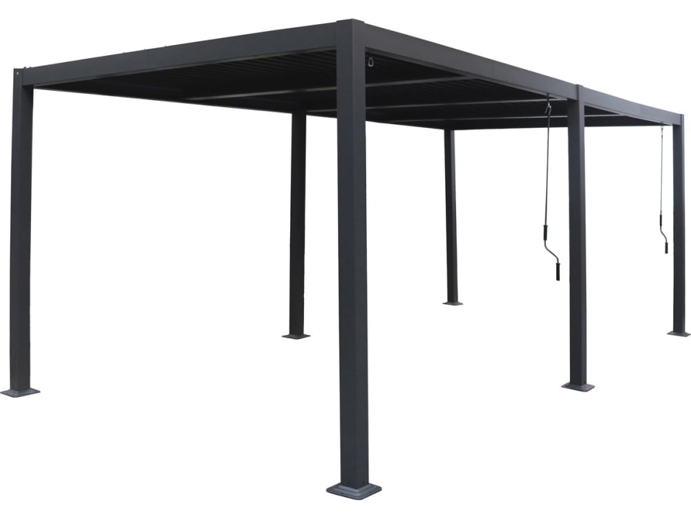 Pergola bioclimatique aluminium gris 292 x 574 x 224 cm
