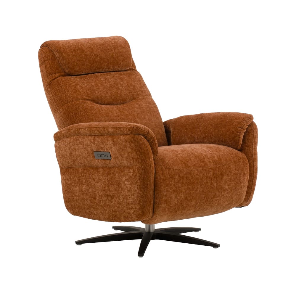 Fauteuil pivotant en tissu brique, piétement métal noir