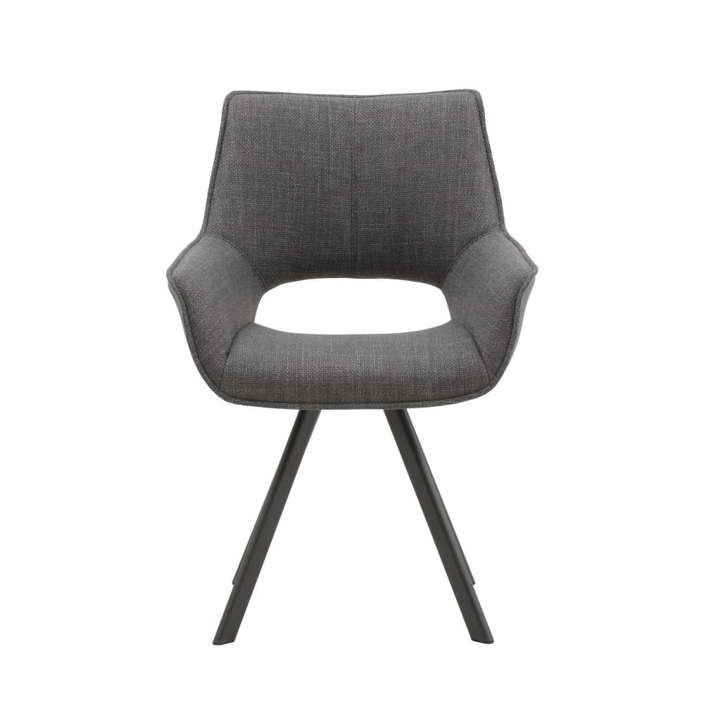 Ensemble de 4 chaises en simili cuir gris, tissu gris, pieds noir