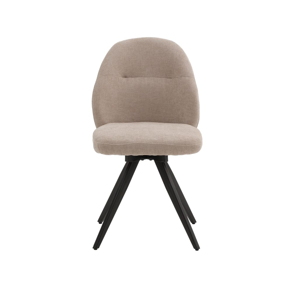 Ensemble de 2 chaises pivotantes en tissu beige et pieds en métal noir