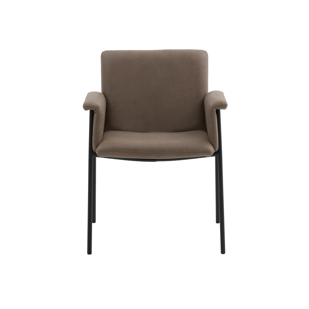 Ensemble de 4 chaises en simili cuir marron et pieds en métal noir