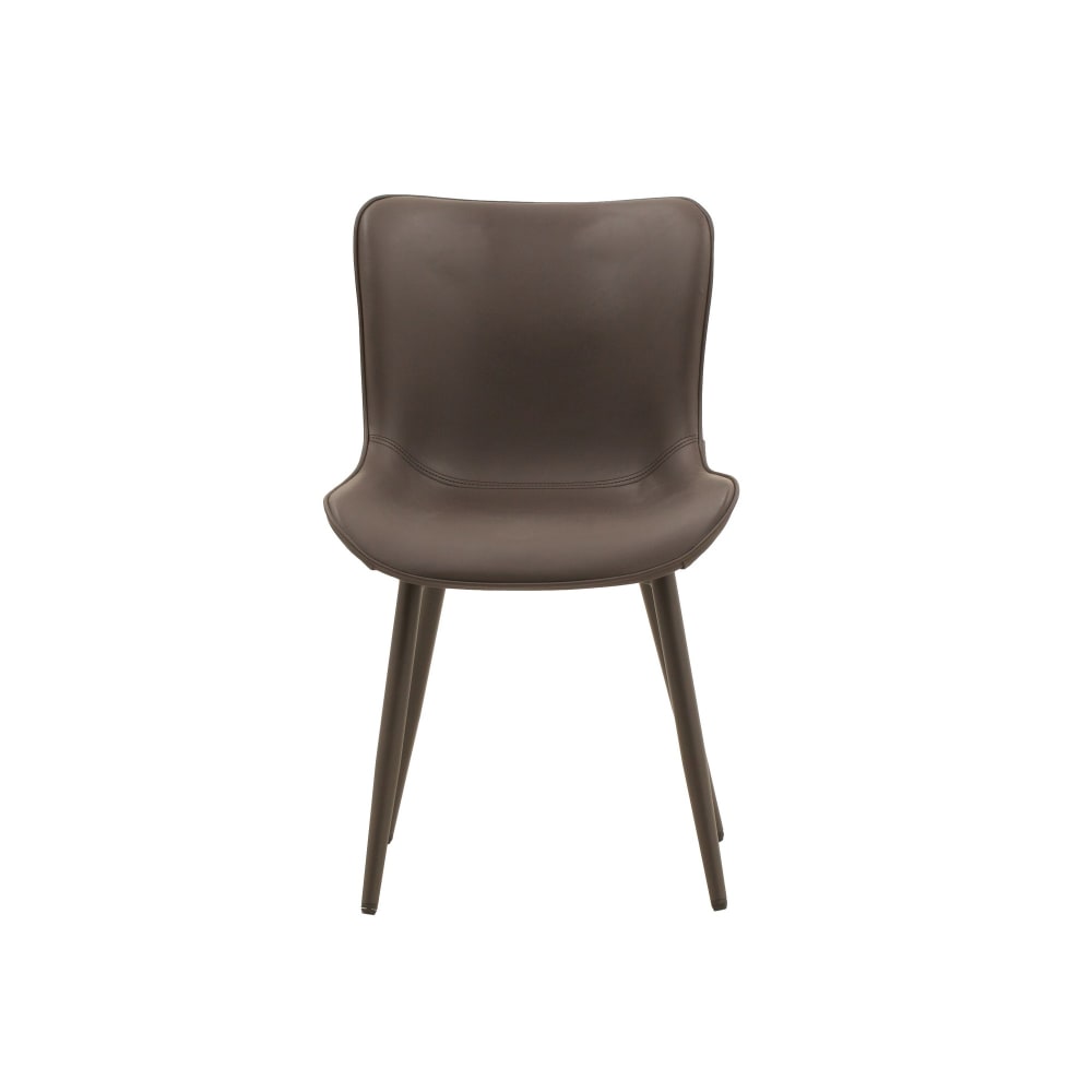 Ensemble de 4 chaises en simili cuir marron et pieds en métal marron