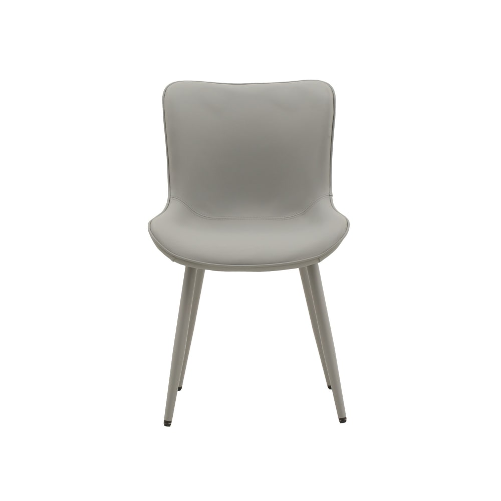 Lot de 4 chaises en simili cuir gris et pieds en métal gris