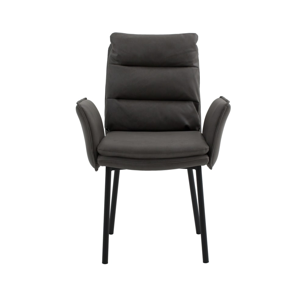 Lot de 2 chaises en simili cuir anthracite et pieds en métal noir