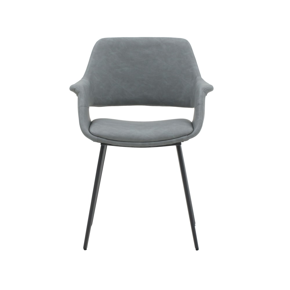 Ensemble de 2 chaises en simili cuir gris et pieds en métal noir