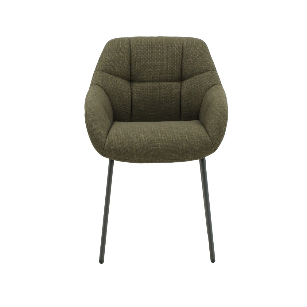 Ensemble de 2 chaises en tissu vert foncé, pieds en métal noir