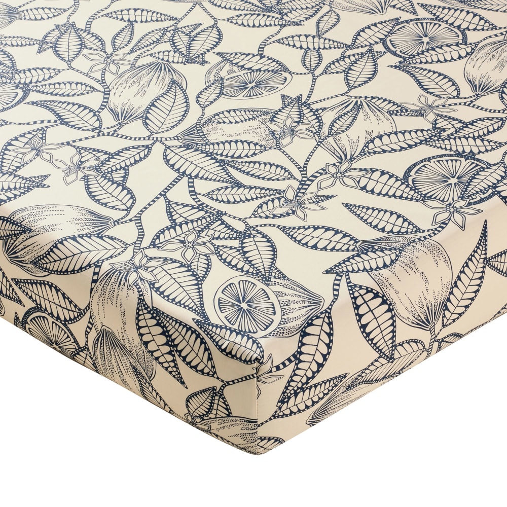 Drap-housse en coton jaune citron 140x190x28cm