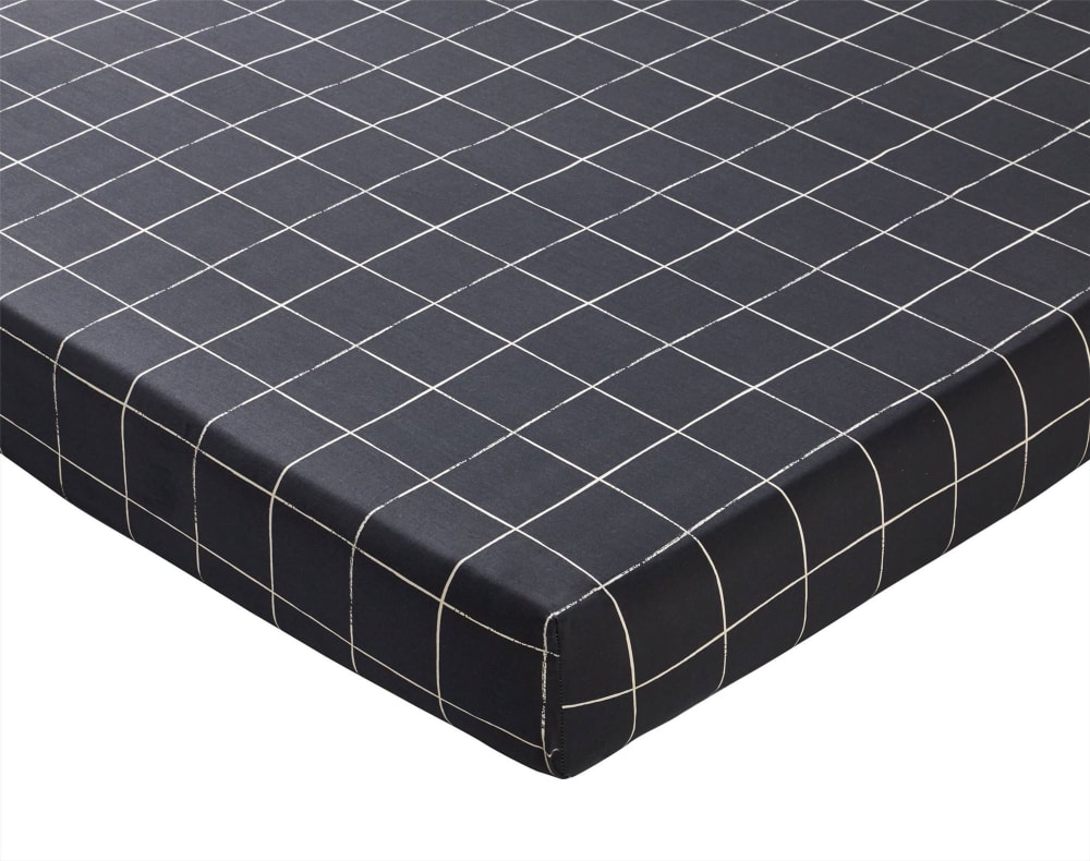 Drap-housse en coton gris 90x190x28cm