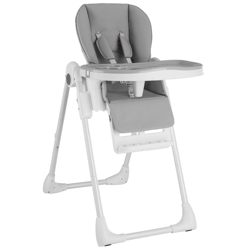 Chaise haute pliable réglable en hauteur avec harnais à 5 points blanc