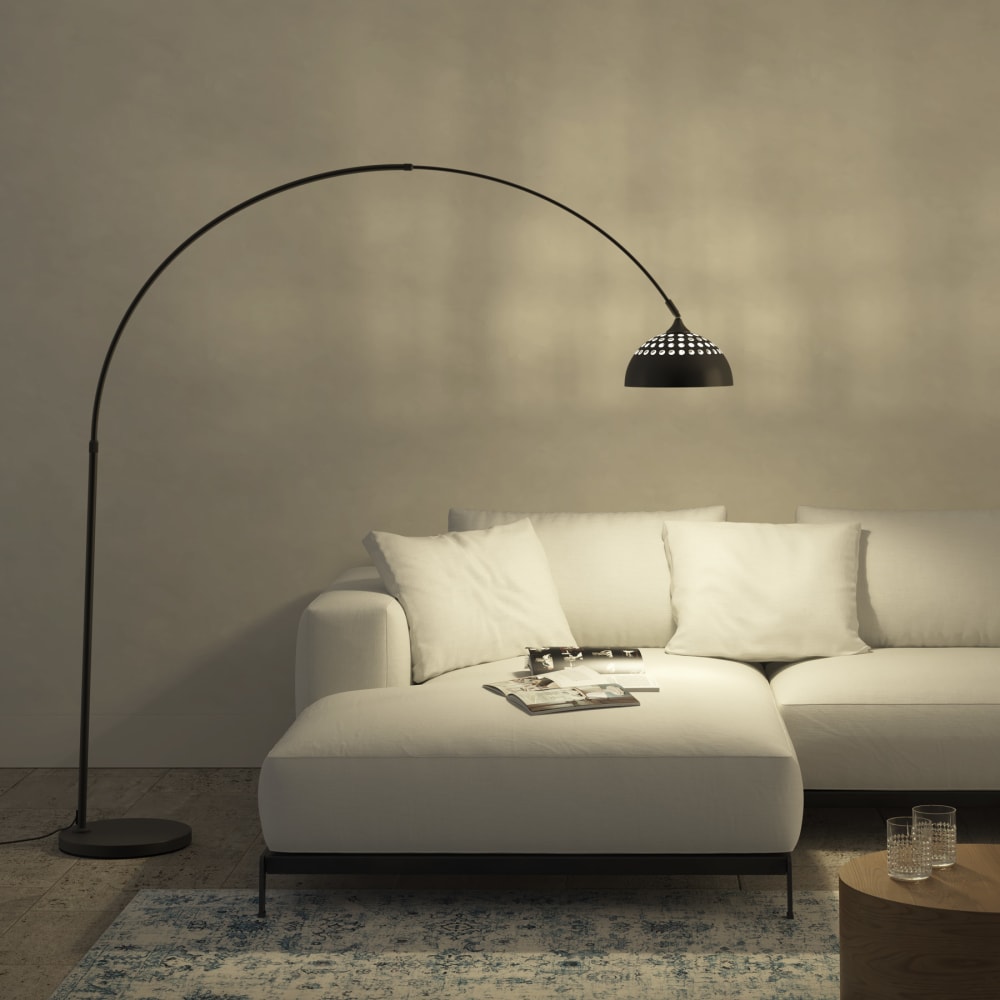 Lampe sur pied en acier laqué époxy 60W réglable en hauteur noir