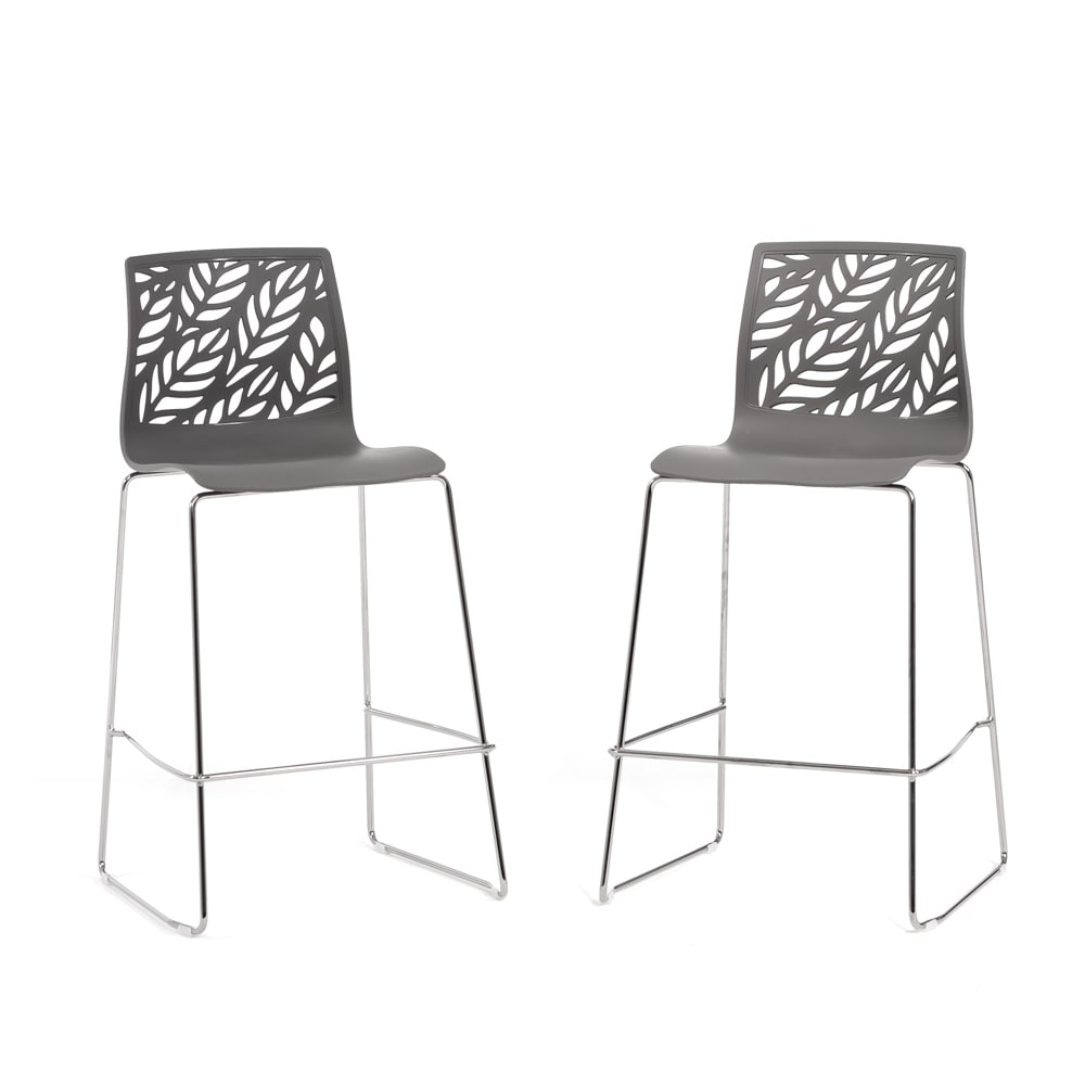 Lot de 2 tabourets de cuisine en résine avec fibre de verre gris foncé