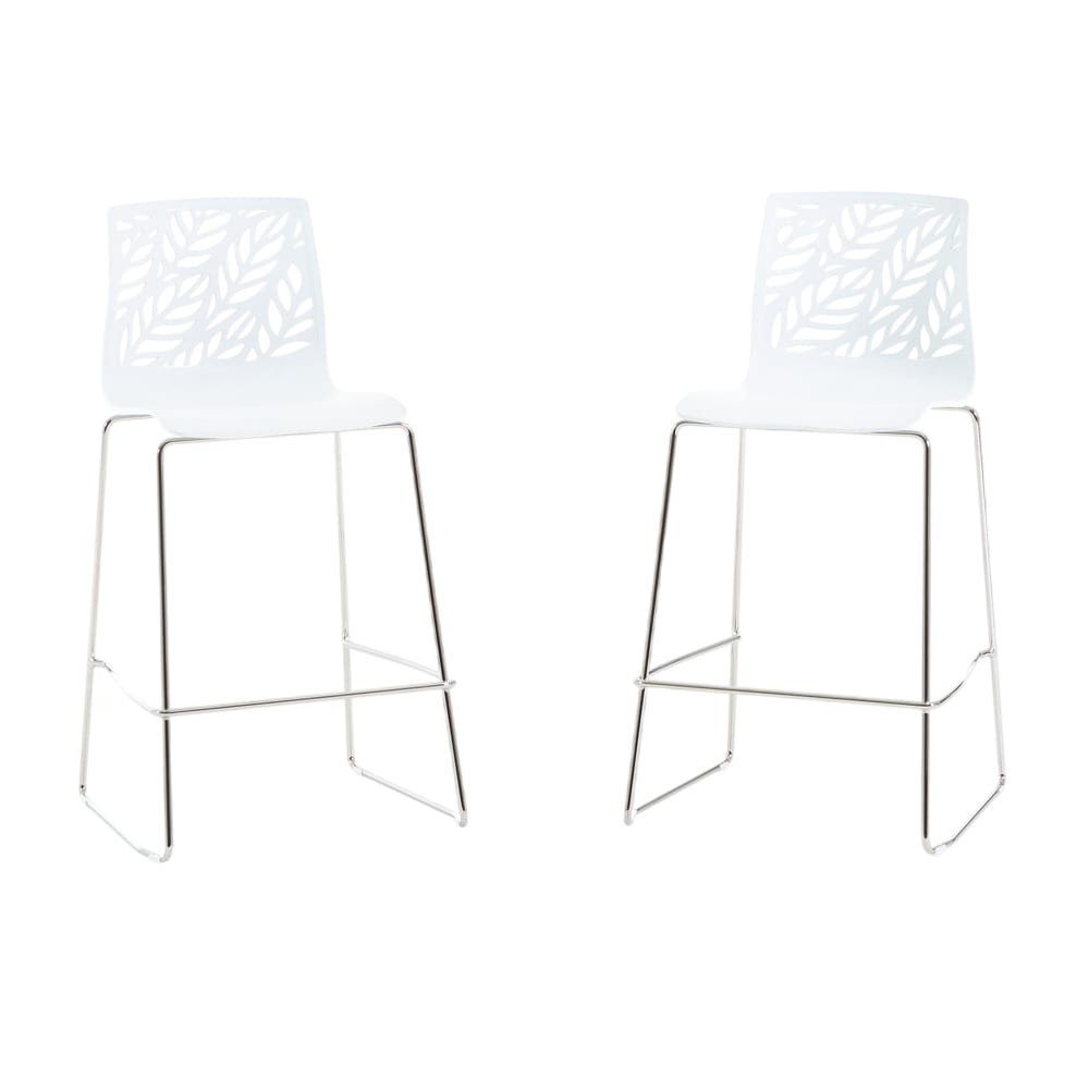 Lot de 2 tabourets de cuisine en résine avec fibre de verre blanc