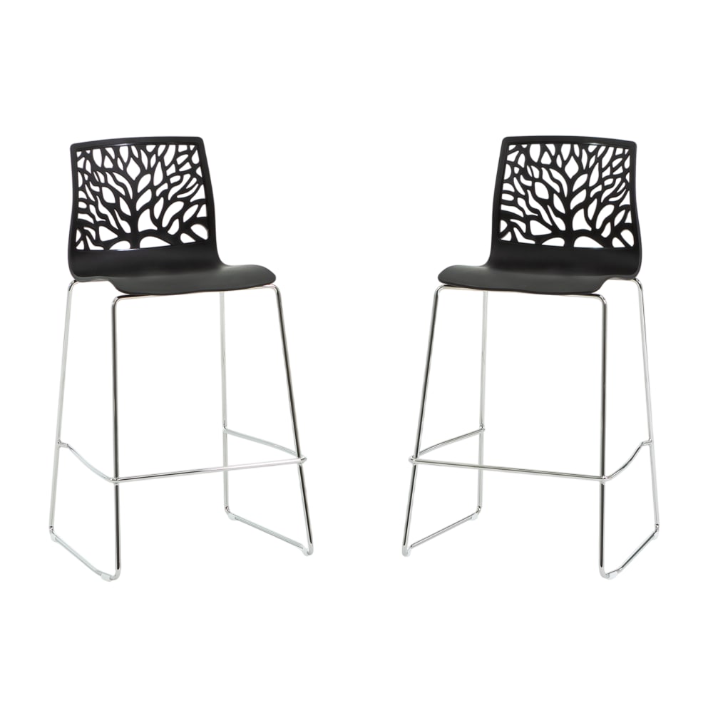 Set de 2 tabourets de cuisine en résine avec fibre de verre anthracite