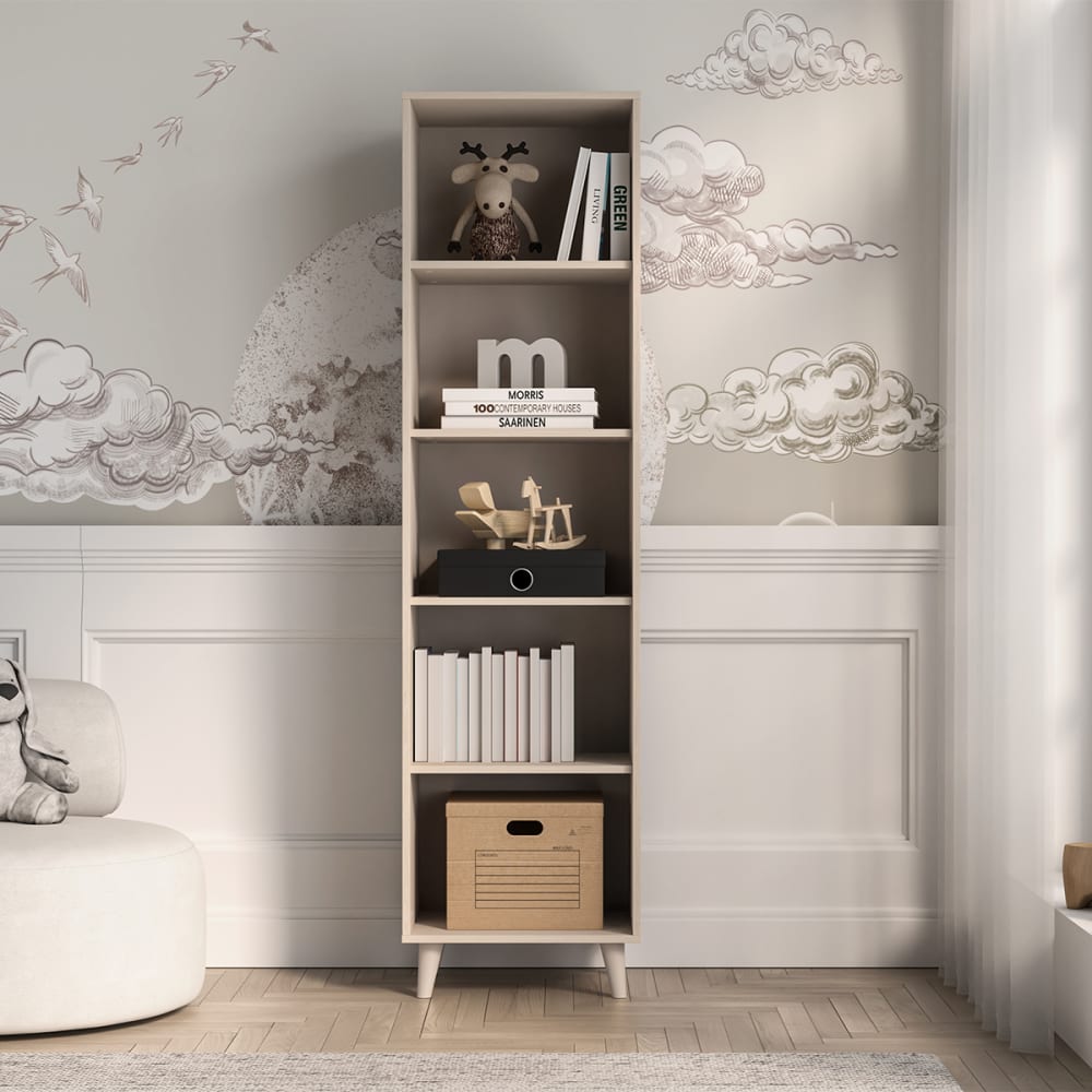 Bibliothèque colonne bois - contreplaqué beige effet bois