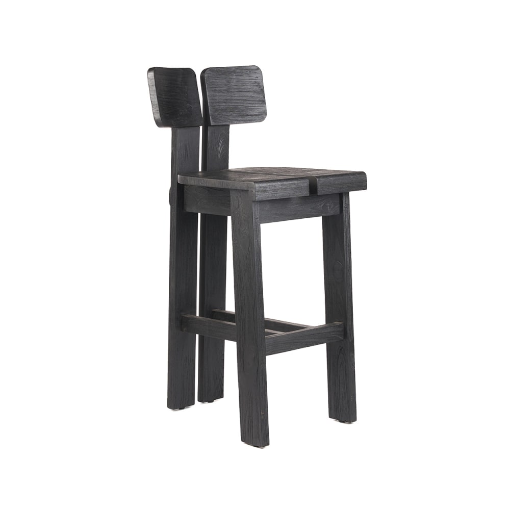 Tabouret de bar en bois de teck noir