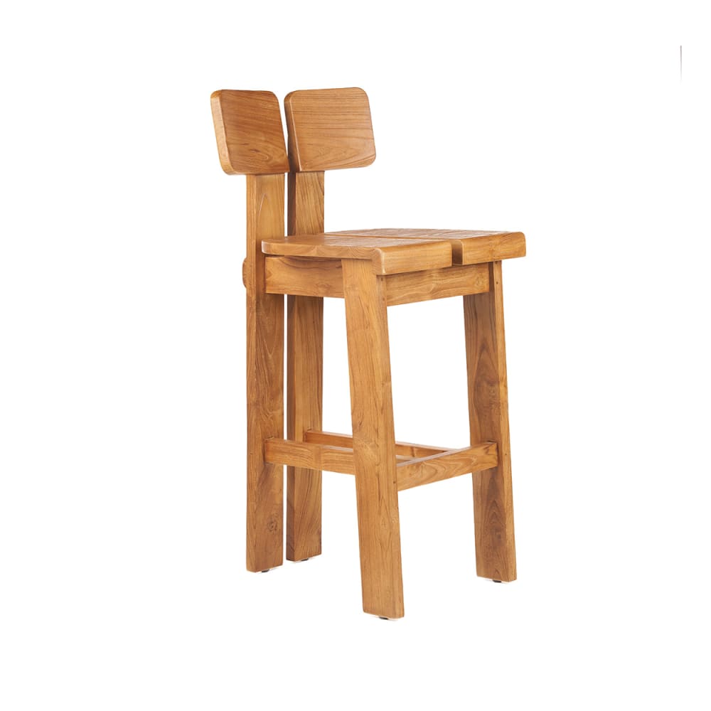 Tabouret de bar bois de teck marron 58x46x108cm