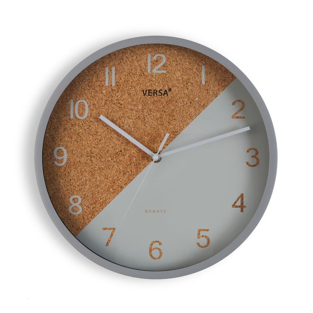 Versa Home Horloge murale en plastique blanc style contemporain Gris Pvc - Poly Chlorure De Vinyle
