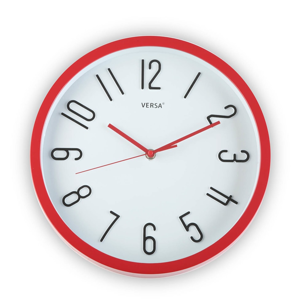 Versa Home Horloge murale en plastique rouge style contemporain - Pvc - Poly Chlorure De Vinyle