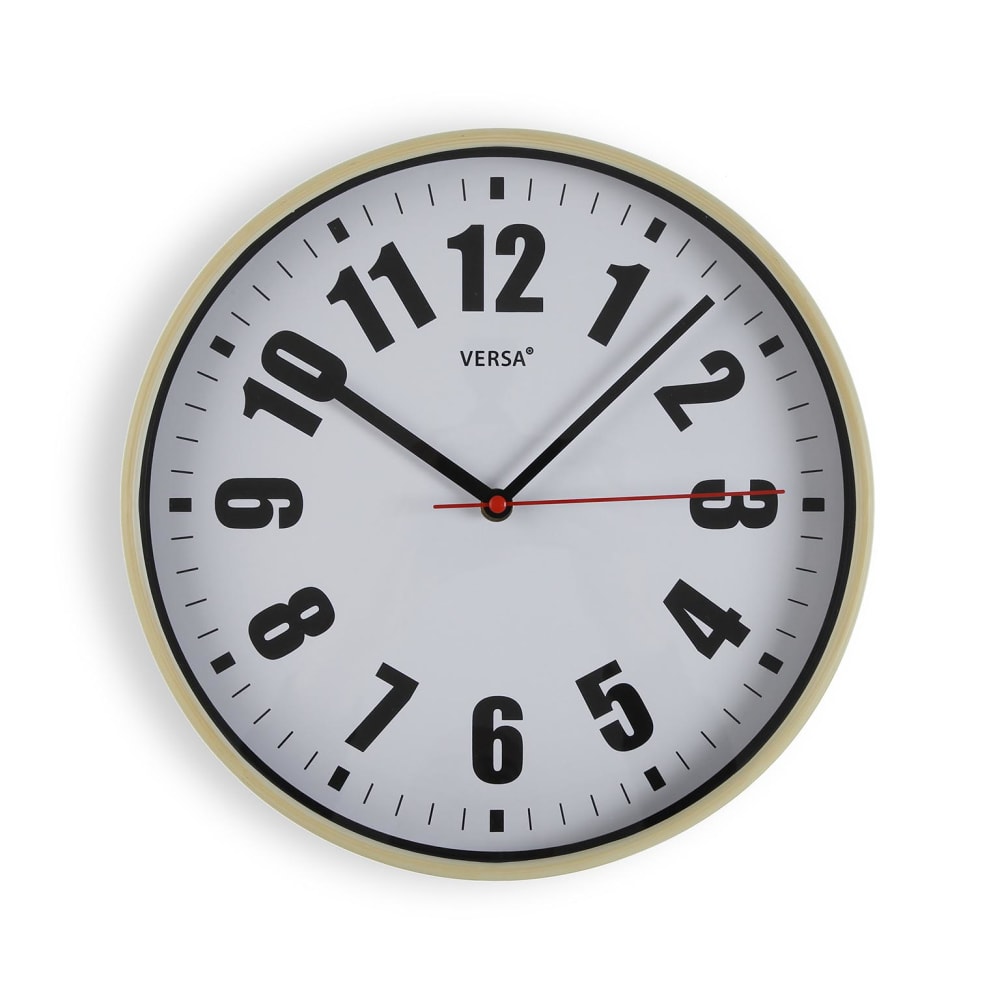 Versa Home Horloge murale en plastique blanc style contemporain - Pvc - Poly Chlorure De Vinyle