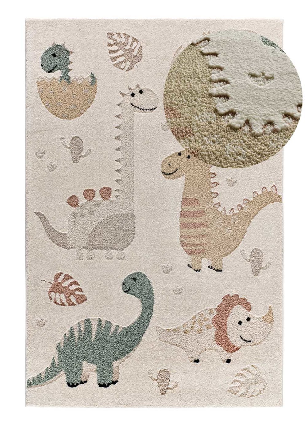 Tapis enfant dinasaures blanc/multicolore, 120x170 cm