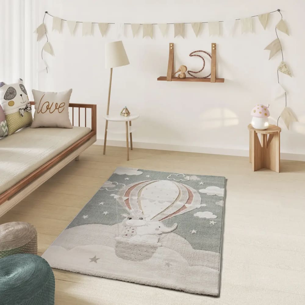 Atticgo Kinderteppich, Kinder Tiere, grün, 120x170 cm style modern Öko-Tex Zertifikat Pp - Polypropylen Kinder