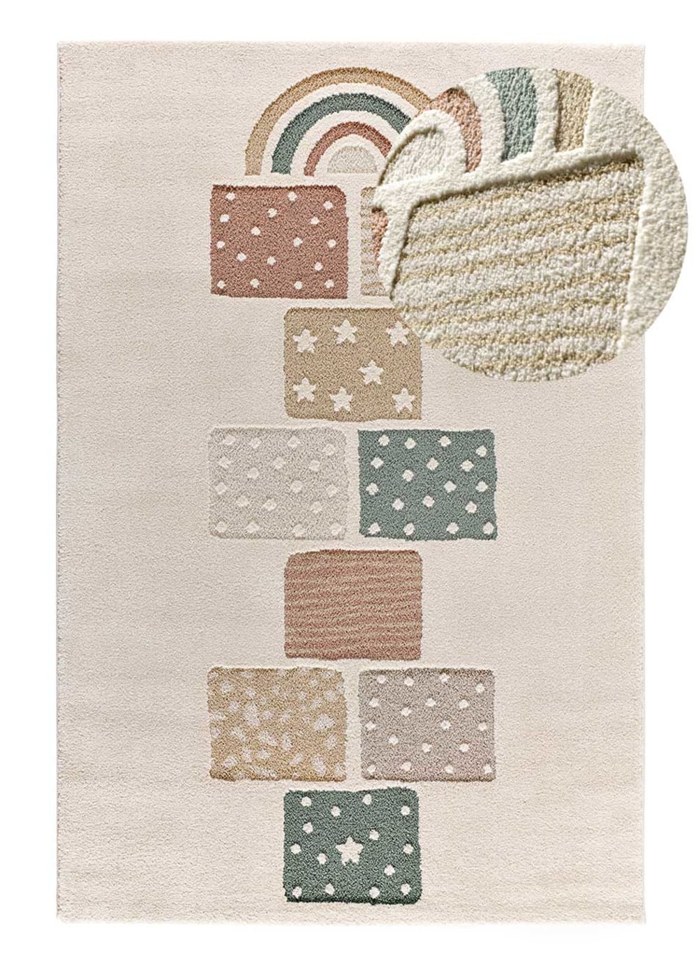 Tapis enfant marelle blanc/multicolore, 120x170 cm